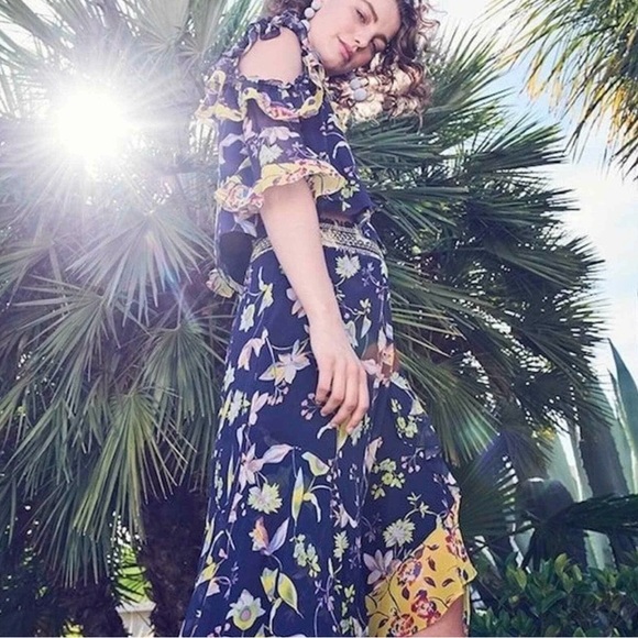 New Tanya Taylor Violet Garden-Print Off-The-Shoulder Silk Top, Size 0 - Picture 5 of 15